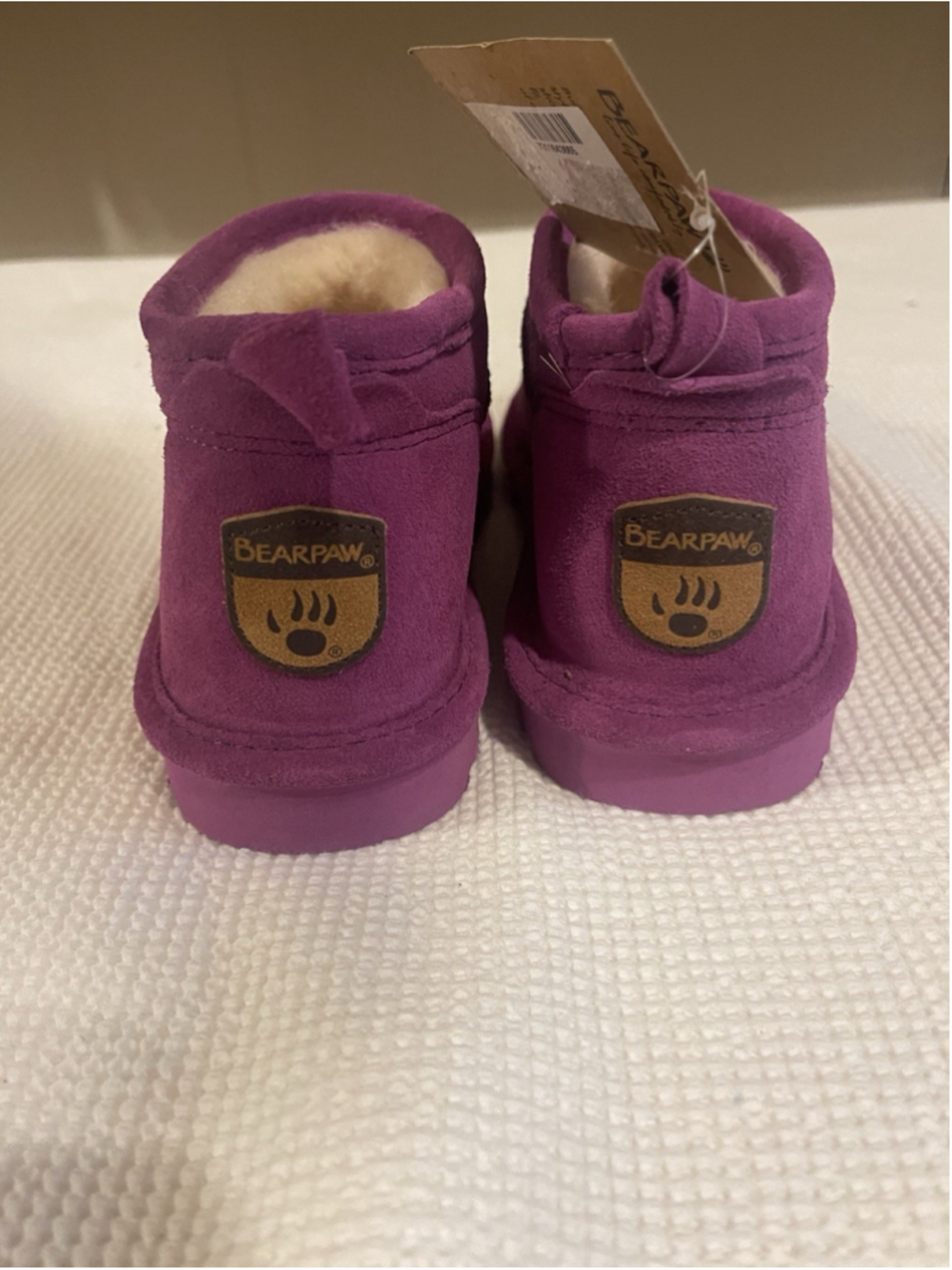 BEARPAW SHORTY HYPNOTIC VIOLET GRAPE PURPLE SUEDE MINI BOOTS 6 NEW! - Picture 5 of 6